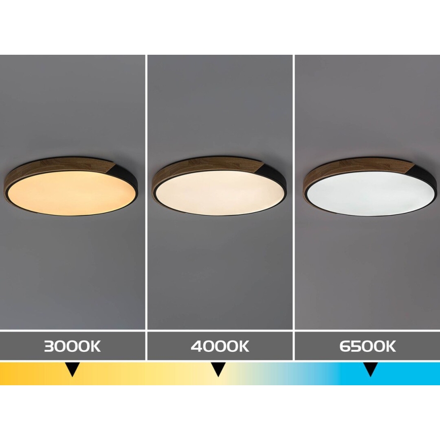 Rabalux - Φωτιστικό οροφής LED LED/42W/230V 3000/4000/6500K μαύρο/δρυς Ø 61 εκ.