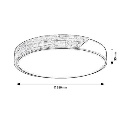 Rabalux - Φωτιστικό οροφής LED LED/42W/230V 3000/4000/6500K μαύρο/δρυς Ø 61 εκ.