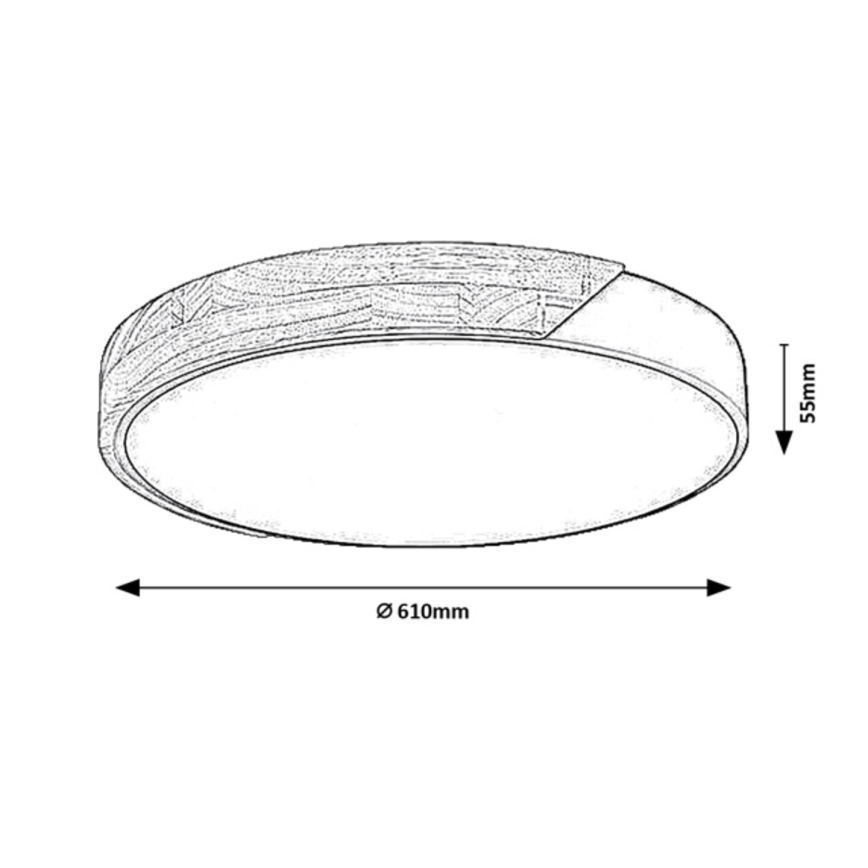 Rabalux - Φωτιστικό οροφής LED LED/42W/230V 3000/4000/6500K μαύρο/δρυς Ø 61 εκ.
