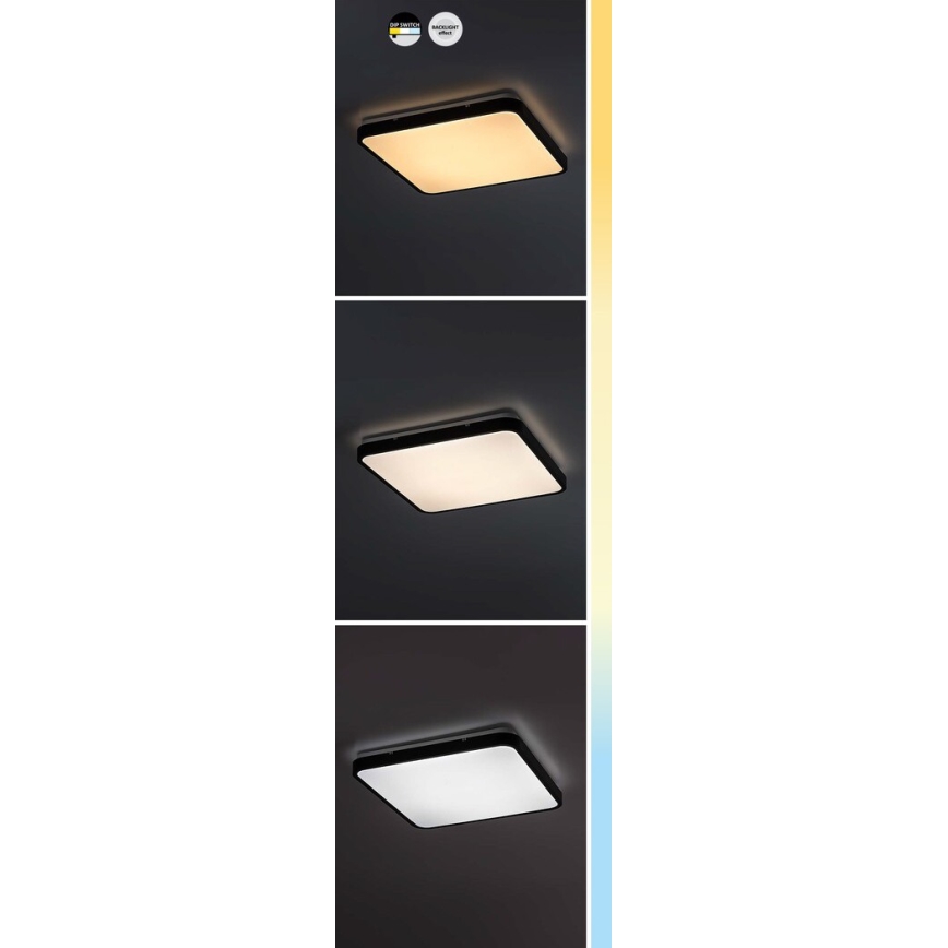 Rabalux - Φωτιστικό οροφής μπάνιου LED LED/36W/230V 3000/4000/6000K IP44 42x42 cm μαύρο