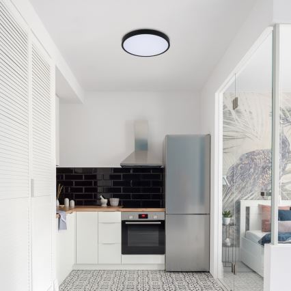 Rabalux - Φωτιστικό οροφής μπάνιου dimming LED LED/24W/230V 3000-6000K IP44 διάμετρος 35,5 cm μαύρο + τηλεχειριστήριο