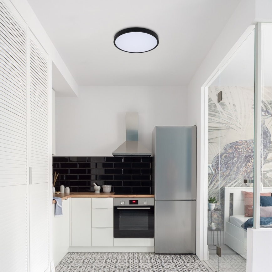 Rabalux - Φωτιστικό οροφής μπάνιου dimming LED LED/24W/230V 3000-6000K IP44 διάμετρος 35,5 cm μαύρο + τηλεχειριστήριο