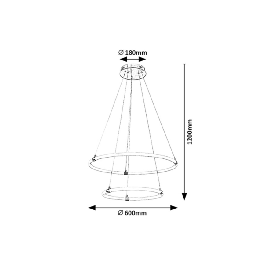 Rabalux - Ρυθμιζόμενο LED φωτιστικό οροφής με καλώδιο LED/55W/230V + τηλεχειριστήριο