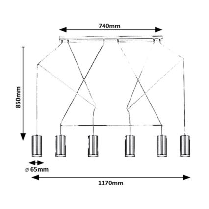 Rabalux - Φωτιστικό οροφής με καλώδιο 6xGU10/50W/230V