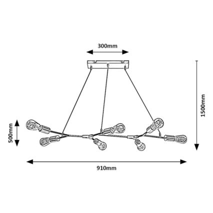 Rabalux - Κρεμαστό φωτιστικό οροφής 7xE27/25W/230V