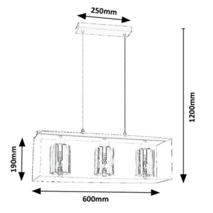 Rabalux - Κρεμαστό φωτιστικό οροφής 3xE27/25W/230V