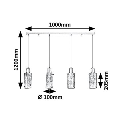 Rabalux - Κρεμαστό φωτιστικό οροφής 4xE27/60W/230V