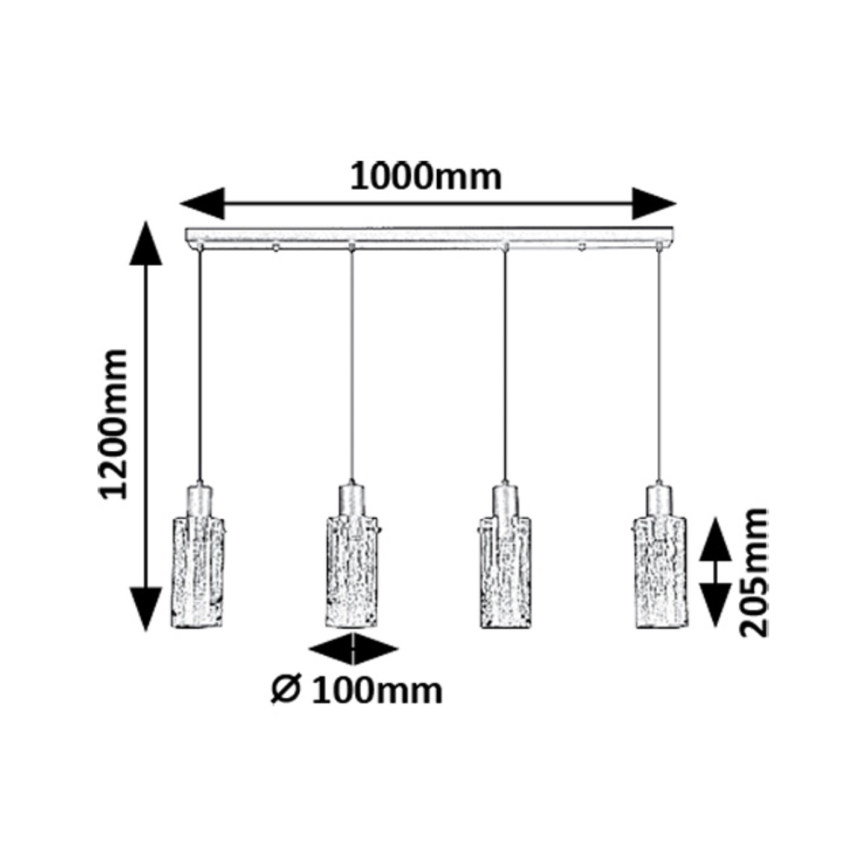 Rabalux - Κρεμαστό φωτιστικό οροφής 4xE27/60W/230V