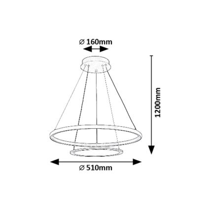Rabalux - Led Dimmable κρεμαστό φωτιστικό οροφής LED/42W/230V 3000-6500K + τηλεχειριστήριο