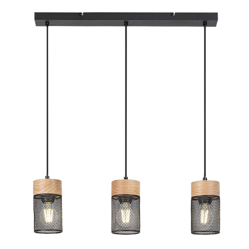 Rabalux - Πολύφωτο με συρματόσχοινο 3xE27/25W/230V οξιά