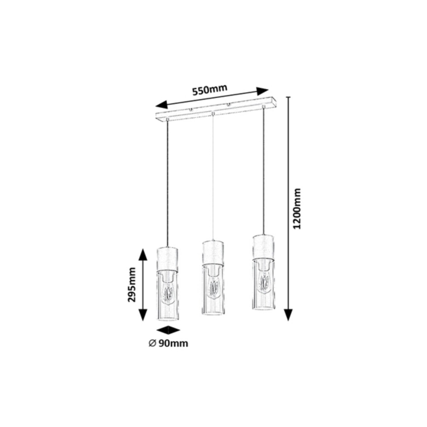 Rabalux - Πολύφωτο με συρματόσχοινο 3xE27/25W/230V