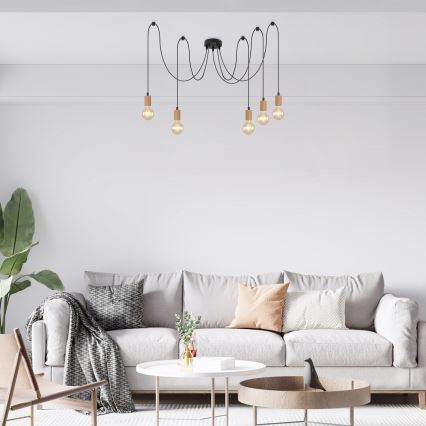 Rabalux - Φωτιστικό οροφής με καλώδιο 5xE27/60W/230V αράχνη οξιά