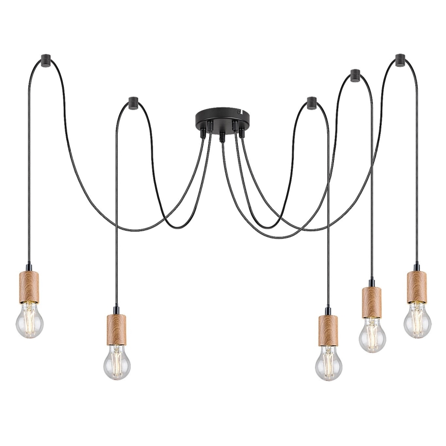 Rabalux - Φωτιστικό οροφής με καλώδιο 5xE27/60W/230V αράχνη οξιά