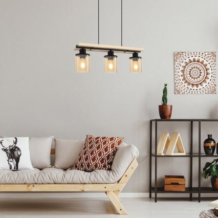 Rabalux - Φωτιστικό οροφής με καλώδιο 3xE27/25W/230V πεύκο