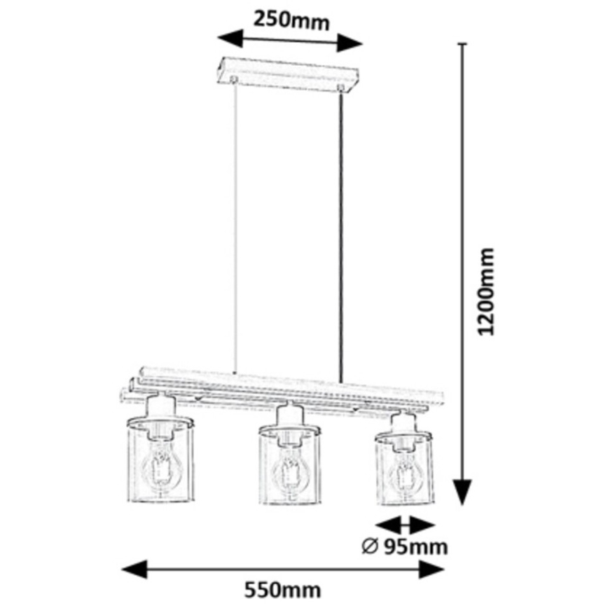Rabalux - Φωτιστικό οροφής με καλώδιο 3xE27/25W/230V πεύκο