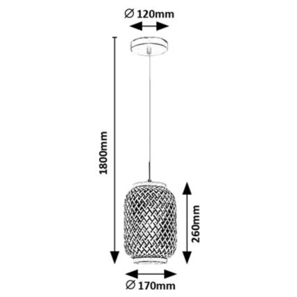 Rabalux - Κρεμαστό φωτιστικό οροφής 1xE27/40W/230V rattan