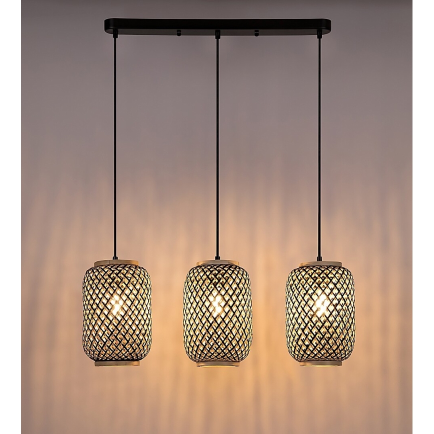 Rabalux - Κρεμαστό φωτιστικό οροφής ράγα 3xE27/40W/230V rattan