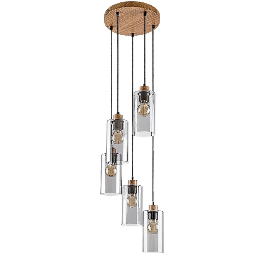Rabalux - Φωτιστικό οροφής με καλώδιο 5xE27/25W/230V δρυς