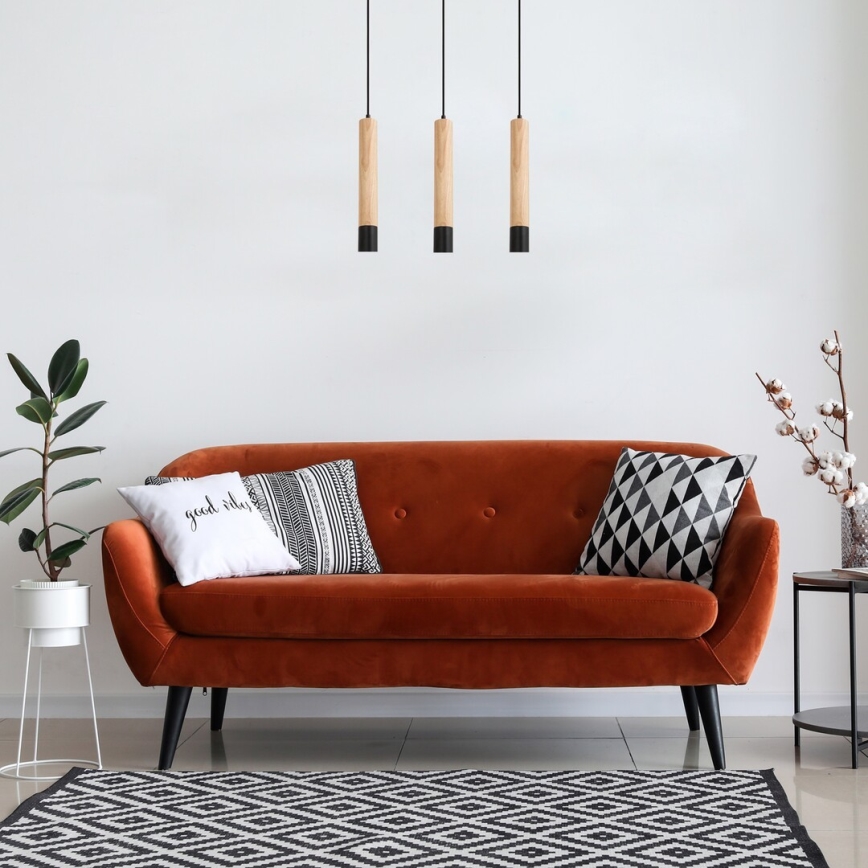 Rabalux - Φωτιστικό οροφής με καλώδιο 3xGU10/50W/230V οξιά