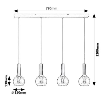 Rabalux - Κρεμαστό φωτιστικό οροφής ράγα 4xE27/40W/230V