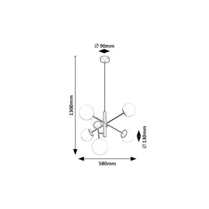 Rabalux - Κρεμαστό φωτιστικό οροφής 6xE14/20W/230V