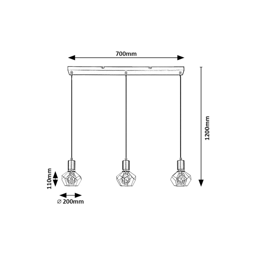 Rabalux - Κρεμαστό φωτιστικό οροφής 3xE27/40W/230V
