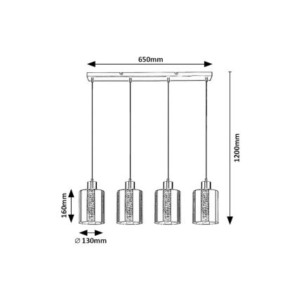 Rabalux - Κρεμαστό φωτιστικό οροφής 4xE27/40W/230V