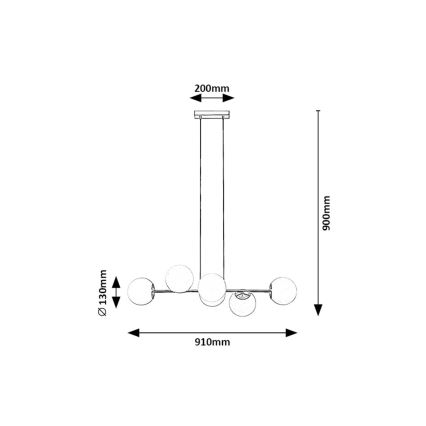 Rabalux - Κρεμαστό φωτιστικό οροφής 6xE27/35W/230V χρυσαφί
