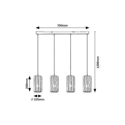 Rabalux - Κρεμαστό φωτιστικό οροφής 4xE27/40W/230V