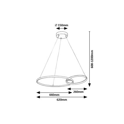 Rabalux -  Κρεμαστό φωτιστικό οροφής LED LED/36W/230V μαύρο/χρυσό