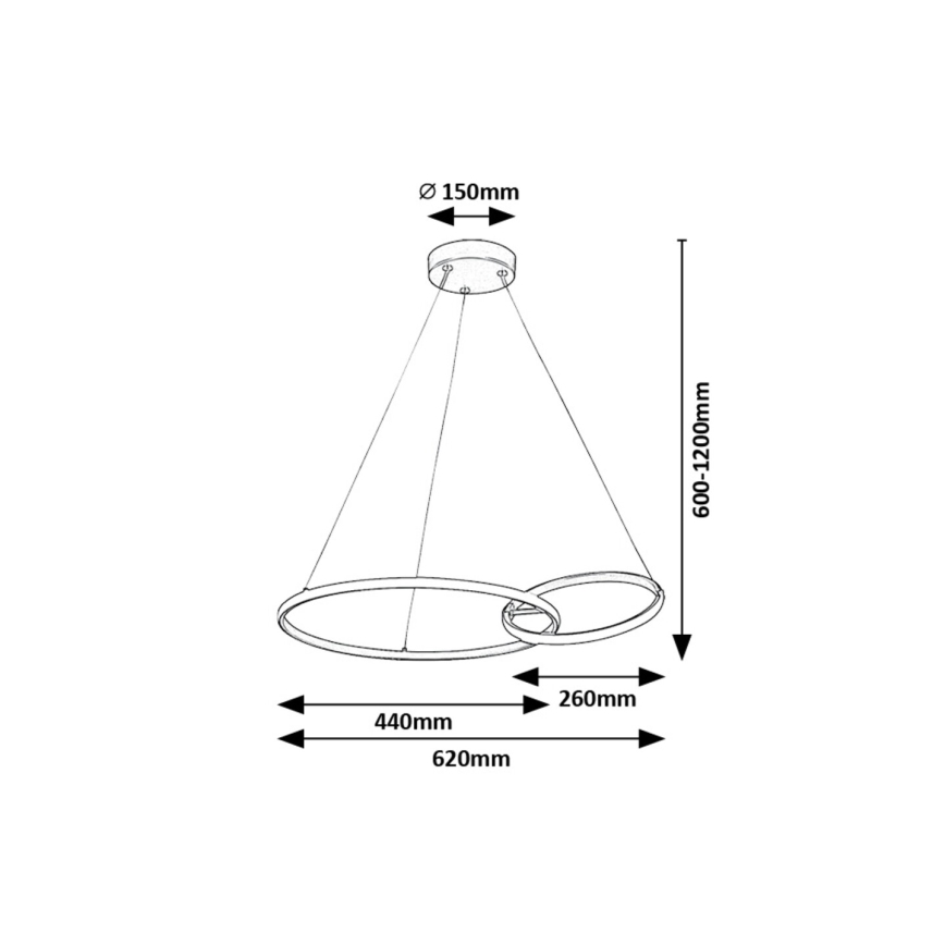 Rabalux -  Κρεμαστό φωτιστικό οροφής LED LED/36W/230V μαύρο/χρυσό