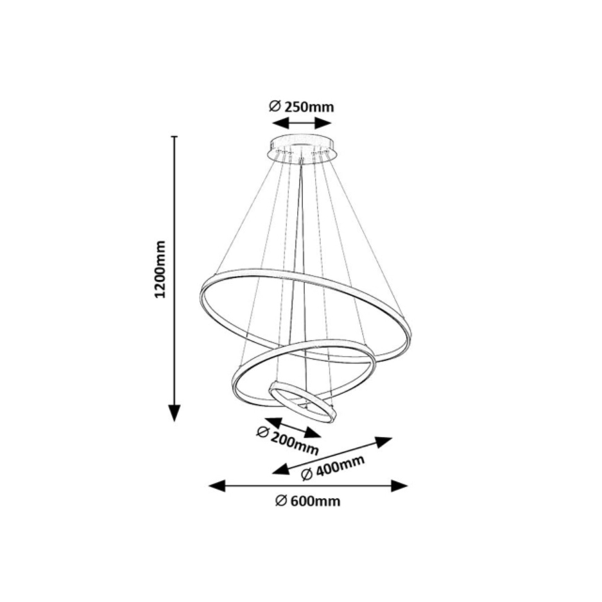 Rabalux - Ρυθμιζόμενος LED πολυέλαιος με καλώδιο LED/90W/230V 3000-6500K + τηλεχειριστήριο