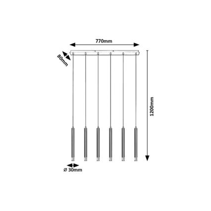 Rabalux - Κρεμαστό φωτιστικό οροφής 6xG9/5W/230V μαύρο