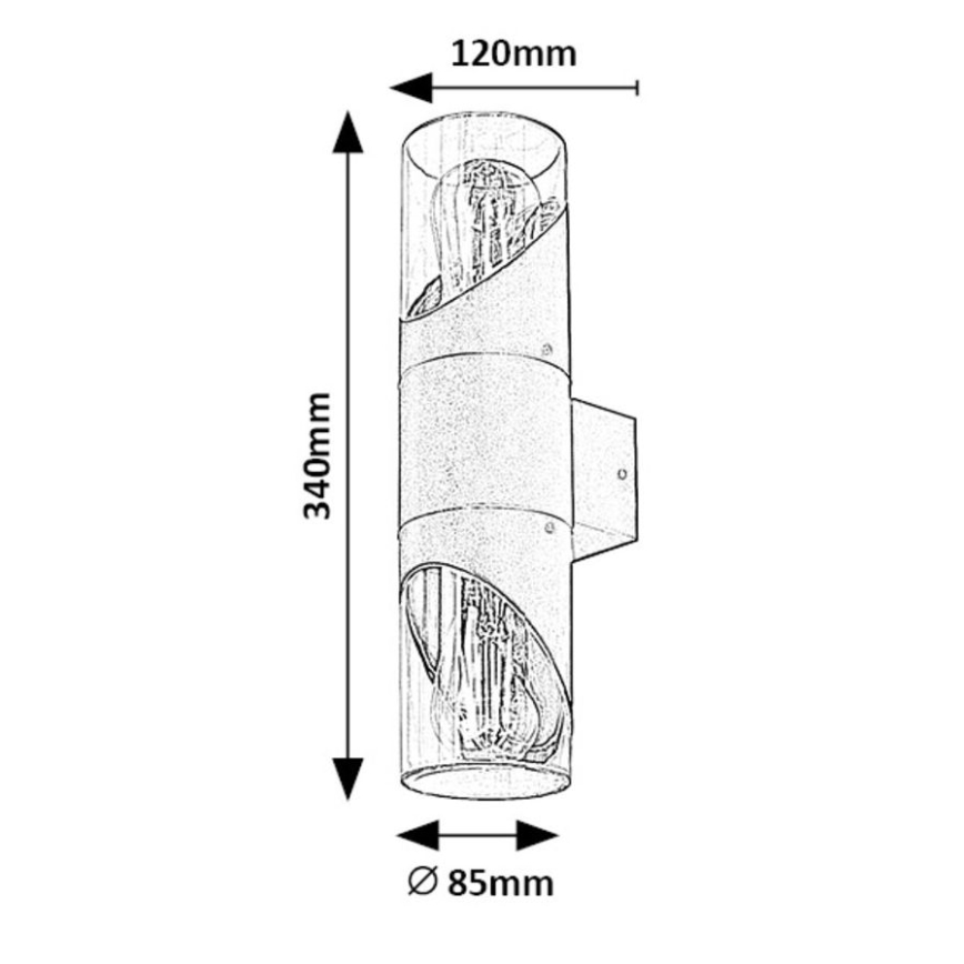 Rabalux - Εξωτερικό επιτοίχιο φωτιστικό 2xE27/28W/230V IP54