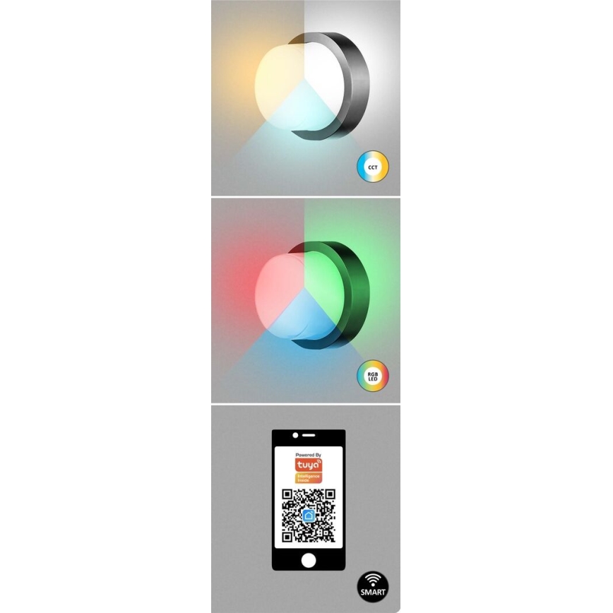 Rabalux - LED RGBW Dimmable φωτιστικό τοίχου εξωτερικού χώρου LED/10W/230V IP54 Wi-Fi Tuya