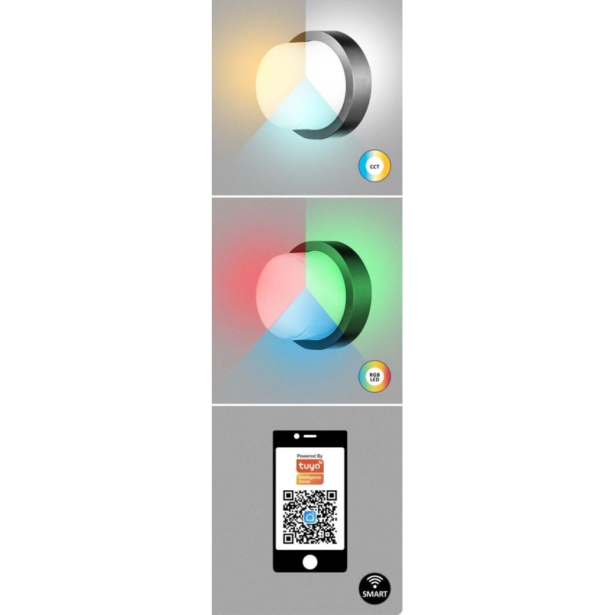 Rabalux - LED RGBW Dimmable φωτιστικό τοίχου εξωτερικού χώρου LED/10W/230V IP54 Wi-Fi Tuya