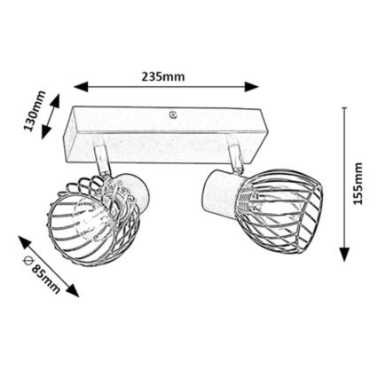 Rabalux - Φωτιστικό σποτ 2xE14/10W/230V