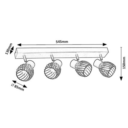 Rabalux - Σποτ φωτιστικό 4xE14/10W/230V
