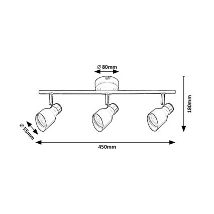 Rabalux - Φωτιστικό σποτ 3xGU10/25W/230V