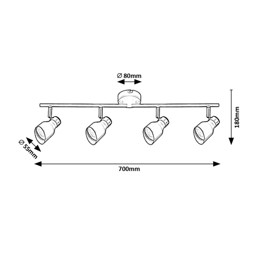 Rabalux - Φωτιστικό σποτ 4xGU10/25W/230V