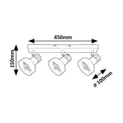 Rabalux - Φωτιστικό σποτ 3xE14/15W/230V