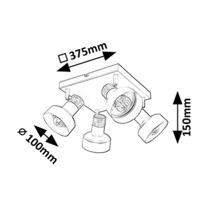 Rabalux - Φωτιστικό σποτ 4xE14/15W/230V