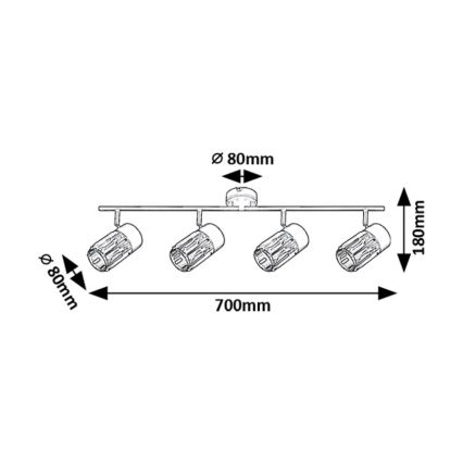 Rabalux - Φωτιστικό σποτ 4xE14/15W/230V