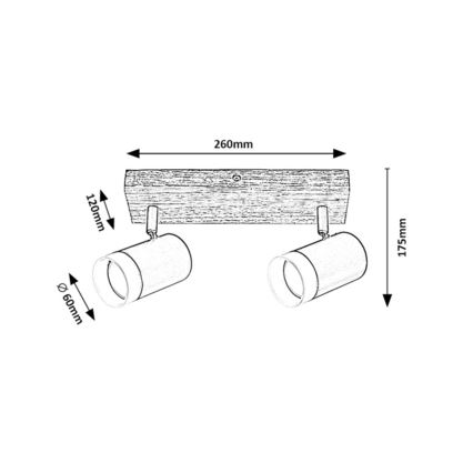 Rabalux - Φωτιστικό σποτ οροφής 2xGU10/5W/230V δρυς