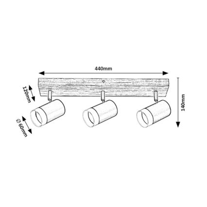 Rabalux - Φωτιστικό σποτ οροφής 3xGU10/5W/230V δρυς