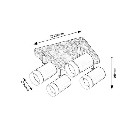 Rabalux - Φωτιστικό σποτ οροφής 4xGU10/5W/230V δρυς