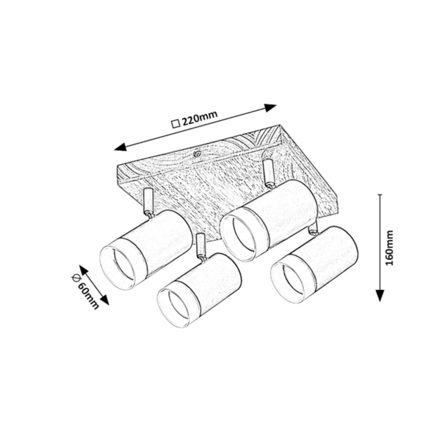Rabalux - Φωτιστικό σποτ οροφής 4xGU10/5W/230V δρυς