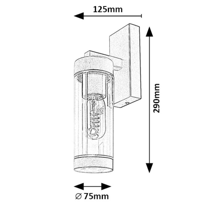 Rabalux - Εξωτερικό επιτοίχιο φωτιστικό 1xE27/12W/230V IP44