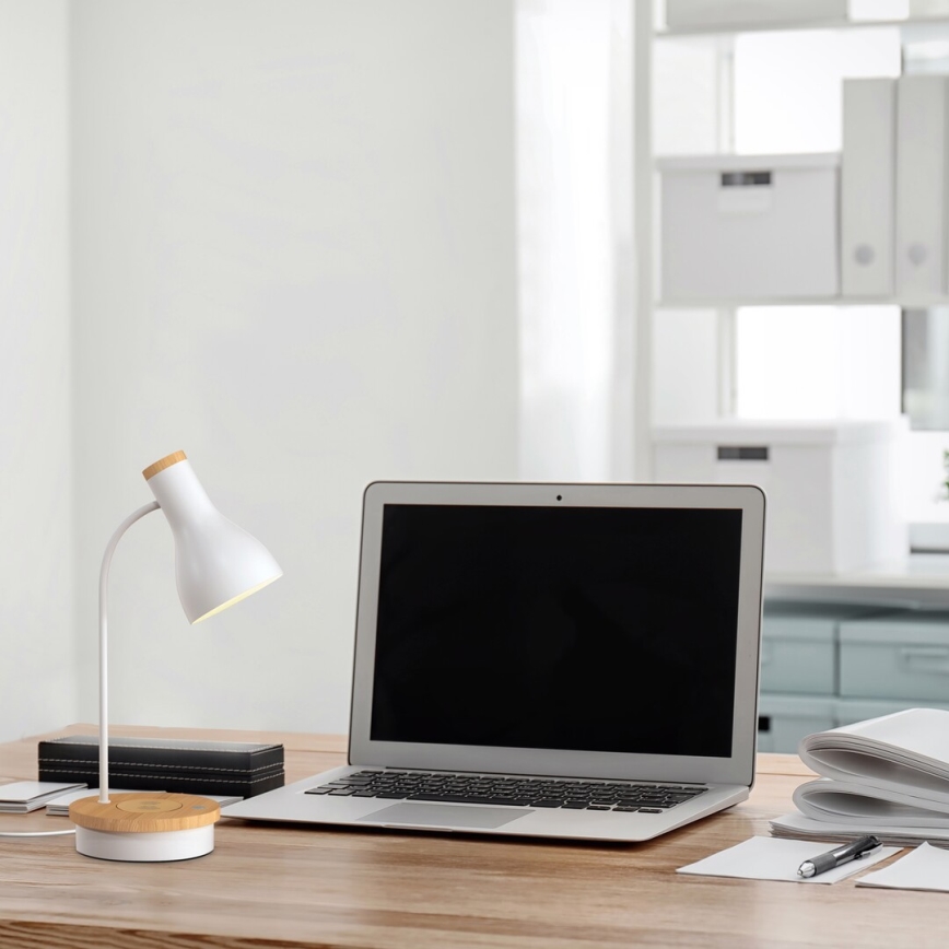 Rabalux - Ρυθμιζόμενο επιτραπέζιο φωτιστικό αφής με ασύρματη φόρτιση 1xE14/25W/230V καουτσουκόδεντρο