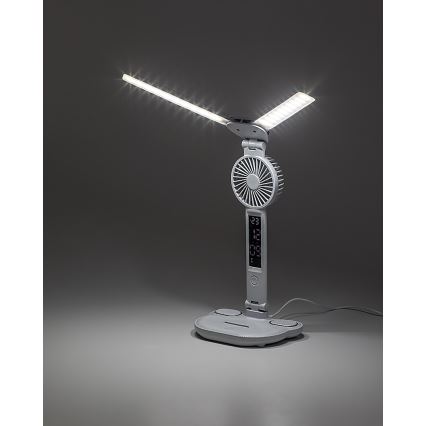 Rabalux - Ρυθμιζόμενη επιτραπέζια λάμπα LED με ανεμιστήρα και οθόνη LED/7W/5V 3000/4000/6500K